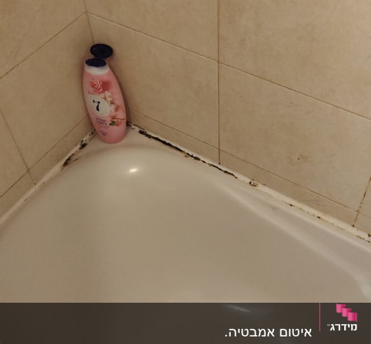 אמבטיה עם איטום שחור בין האריחים